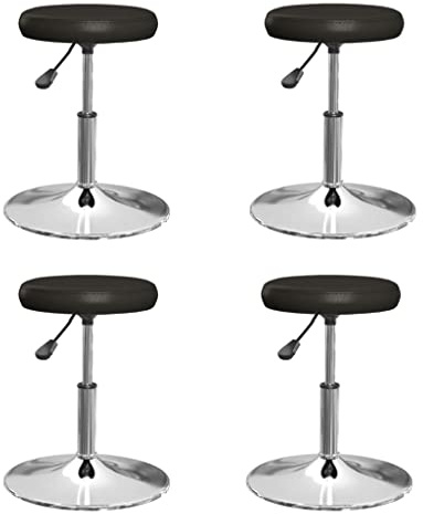 Fangmaliuyun 4er Set Esszimmerstühle Schwarz Kunstleder Höhenverstellbar Drehbar 31 x 39-53 cm Robuster Chromfuß Modernes Design for Küche Wohnzimmer