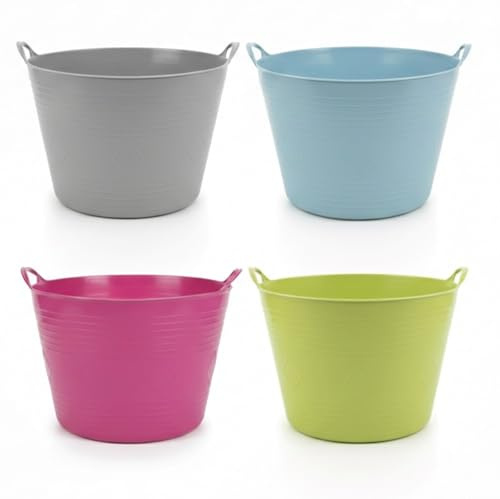 4er Set Flexibler Kunststoff Aufbewahrungskorb 40l Mit Griffe Flexi Korb Tragekorb Haushaltskorb Allzweckkorb Wäschekorb