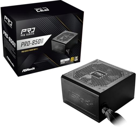 ASRock PRO-Serie PRO-850G PSU 850W 80Plus Gold ATX3.1 & PCIe5.1 Ready mit zweifarbigem 12V-2x6-Kabel, 120 mm geräuscharmer Lüfter