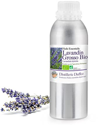 Huile Essentielle de Lavandin Grosso Bio 500 ml - Direct producteur en Drôme Provençale - 100% Pure et Naturelle - Distillerie Duffez