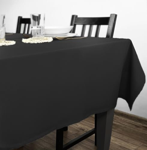 Rollmayer Tischdecke Tischtuch Tischwäsche Gastronomie Kollektion Vivid Uni einfarbig pflegeleicht waschbar 21 Farben zur Auswahl, Produkt für den täglichen Gebrauch(Schwarz 34, 140x240cm)