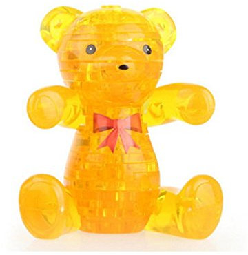 Momola Coolplay 3D cristal puzzle mignon ours modèle DIY gadget blocs construction jouet cadeau décoration collection (Jaune)