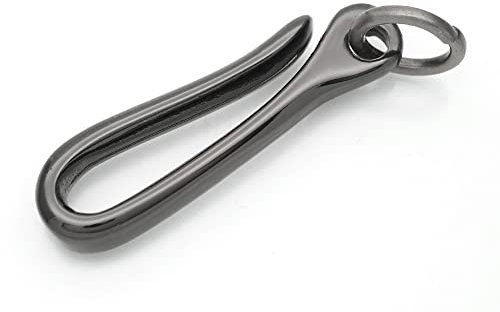 CRAFTMEmore Gunmetal Black Finish Japanese Fish Hook Keychain Wallet Holder Belt Clip Leathercraft Accessories 2 Long Pack of 2 (Gunmetal)