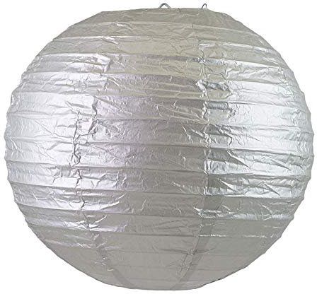 Creativery Papier Lampion 20cm // Laterne Hochzeit Party Wohnungsdeko Hängedeko Raumdeko Geburtstag Party Feier (Silber metallic 012MET)