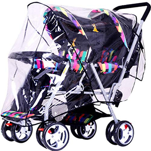 Levoberg Regenverdeck Zwillingswagen, Regenschutz Zwillingsbuggy, Zwillingskinderwagen Regenhaube,aus PEVA, transparent