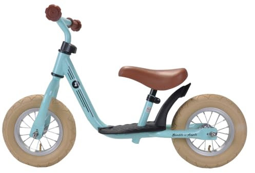Bandits & Angels Metall-Laufrad Starter Retro Mint mit Trittbrett ab 2 Jahren – mintfarbenes Laufrad – Verstellbarer Sattel 29 bis 39 cm – für Jungen und Mädchen – niedriger Einstieg mit Trittbrett