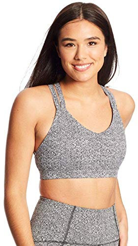 C9 Champion Damen Medium Support Compression Strappy Back Cami Sport-BH, Jacquard in Schwarz und Weiß, X-Small