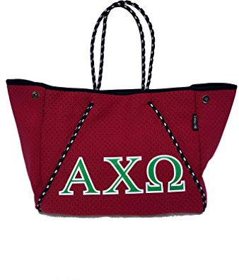 Dallas Hill Designs Sorority Tragetasche für Damen, Neopren, Schultertasche, Schule, Reisen, Fitnessstudio, Handtasche, extra Tasche, Geschenk, Alpha Chi Omega, X-Large