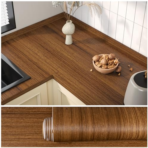 VEELIKE Papier Peint Bois Marron Vintage Papier Adhesif pour Meuble Chambre Armoire Papiers Peints Imitation Bois Sticker Meuble Adhésif Salle de Bain Papier Vinyle Adhesif Cuisine Lavable 40cmx300cm