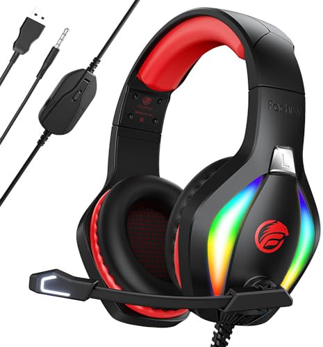 Fachixy FC100 Gaming Headset for PS4, PS5, PC, Xbox, Switch, Gamer Headset with Mic, Gaming Headphones with Microphone, Noise Cancelling Headphones with 3.5mm Jack