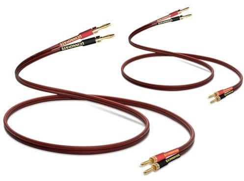 WOWLED 2 Pack High-end Pure Copper HIFI OFC Speaker Wire Cable with Banana Plug, 2m Gold-Plated Banana Tip Plugs Male to Male 600 Strand 14 AWG for Audio Speaker HIFI System (2m / 6.56FT)