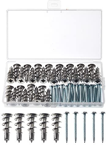 YIXISI 25 Cheville pour Plaques de Plâtre + 25 Vis, Fixations Métal de Plaques de Plâtre, Cheville à Expansion Placo, Cheville Carreau de Platre