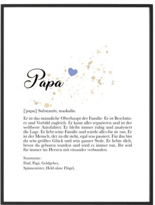 Manufaktur Liebevoll Poster - Kunstdruck mit Definition und Worterklärung des Wortes Papa - Geschenk für den Papa
