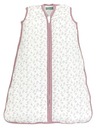 molis&co - Baby Sommerschlafsack Musselin - Sommer Baby Schlafsack 0.5 TOG - Neugeborene Babyschlafsack ohne Ärmel - Premium Musselin - Floral Pink (85 cm)