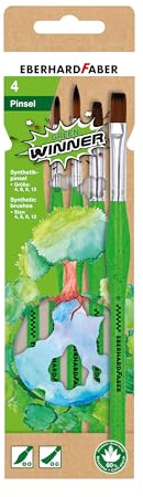 Eberhard Faber 579927 - Synthetik Pinselset Green Winner, 2 Rundpinsel und 2 Flachpinsel