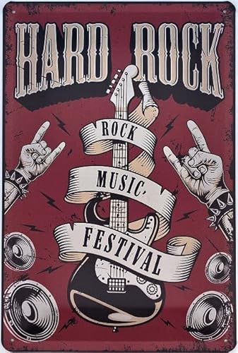 Blechschild 30 x 20 cm Hard Rock Music & Festival - Vintage Schild - DekoNo7
