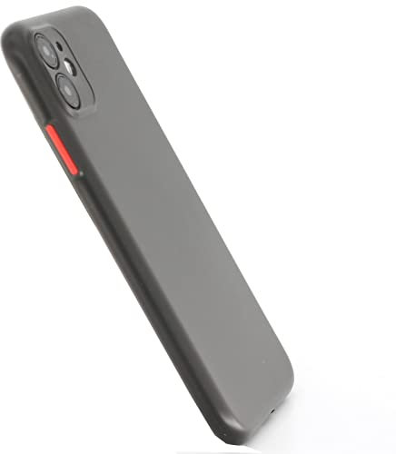 Drotayard frosted PP Material Slim Lightweight Shockproof Protective Phone Case for iPhone 11 6.1 inches (Black IP11 6.1 W/Red Button)