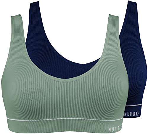 Nur Die Damen Retro Bustier 2er Pack Unterw sche, Marine/Khaki,40-42