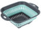 sourcing map Silicone Collapsible Colander, Square Collapsible Strainer with Handles Silicone Food Strainers for Draining Pasta Potatoes Fruits Vegetables-Green