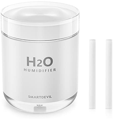 SMARTDEVIL Luftbefeuchter Schlafzimmer 500ml, USB Mini Kleiner Luftbefeuchter, Automatische Abschaltung, Nachtlichtfunktion, Leise Luftbefeuchter für Schlafzimmer (Candle Humidifier White)