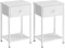 VASAGLE Nachttisch, Beistelltisch mit Stoff-Schublade, 61 cm hoher Nachtschrank, mit Ablage, für Wohnzimmer, Schlafzimmer, weiß LGS221W14