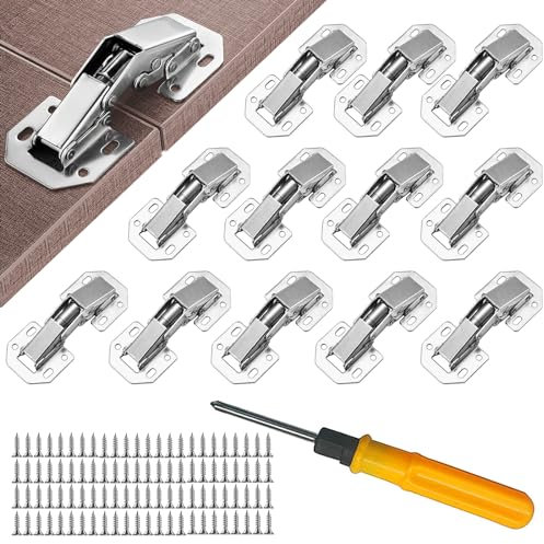Jiaxitek 12 Pcs Charnières d'armoire encastrées à 90 degrés pour armoires, portes de placard et salles de bain