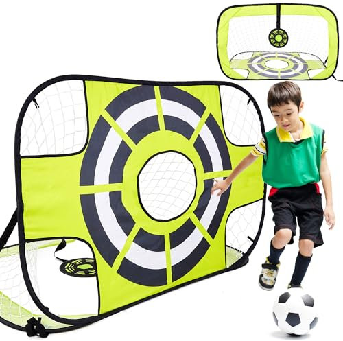 Lubibi Set di porte da calcio per bambini,2 in 1 Porta da Calcio per Bambini,pieghevoli e portatili,Pop-up,con borsa da calcio,per allenamento di calcio, mini calcio al coperto, 120x80x80cm,più verde