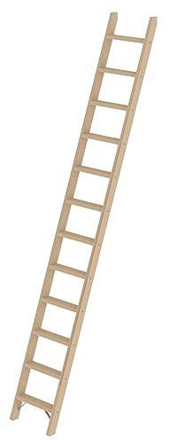 PROREGAL Stufen-Anlegeleiter Holz ohne Traverse | 12 Stufen | Leiter, Teleskopleiter, Trittleiter, Bockleiter, Sprossen-Doppelleiter