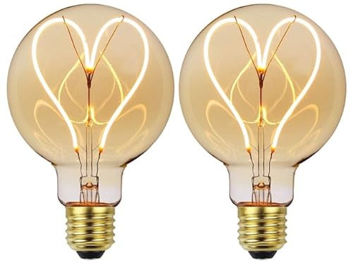 Gokoly Vintage LED Light Bulb E27, Screw 4W Spiral Filament Bulb, Globe Edison Light Bulb, Big Size 95mm Retro Decorative Light Bulbs Warm White 2200K, Pack of 2