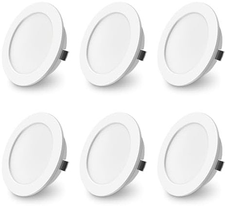 ALUSSO 6er Set LED Einbaustrahler 12V Einstellbare 4W Möbel Einbaustrahler 3000K Warmweiß 4000K Neutralweiß 6000K Kaltweiß, IP44 Einbaustrahler LED Flach Bohrloch 55-58mm und 14.5mm Flache