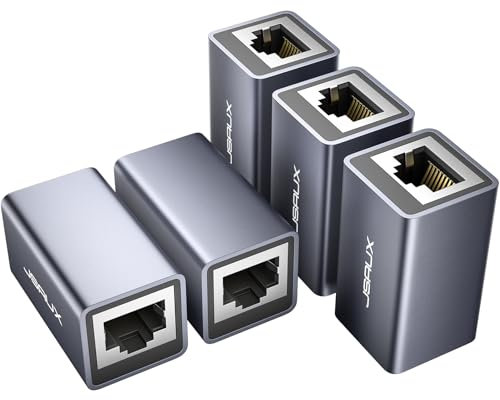 JSAUX RJ45 LAN Kupplung Ethernet Kabel Verbinder [5 Stück] Ethernet Koppler LAN Adapter für LAN Kabel, Netzwerkkabel, Patchkabel, Netzwerk Coupler Kompatibel mit Cat7, Cat6, Cat5e, Cat5(Grau)