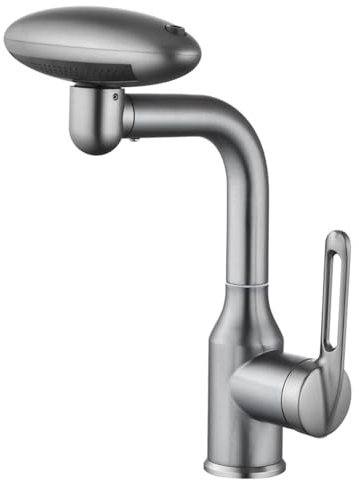 Set di rubinetti girevoli a 360 in acciaio inossidabile, multifunzione per uso domestico caldo e freddo, rubinetto girevole a 4 modalità, resistente agli schizzi per bagno, grigio