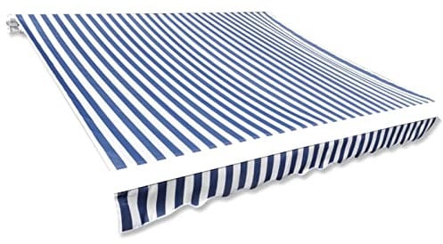 Homgoday Markisenbespannung Markisestoff Markisentuch Ersatzstoff Sonnenschutz Balkonmarkisen Markisen Ersatzstoff | Ohne Rahmen Bespannung fur Markise Blau & Weiß 500x300 cm