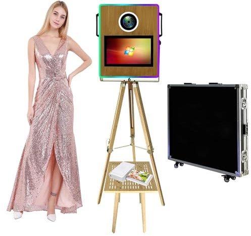 XGXHIN Cabine Photo Selfie à écran Tactile de 15,6 Pouces, Cabine Photo Reflex numérique Portable avec Base d'imprimante, lumière de Remplissage et étui de Transport, pour la Location d'événements