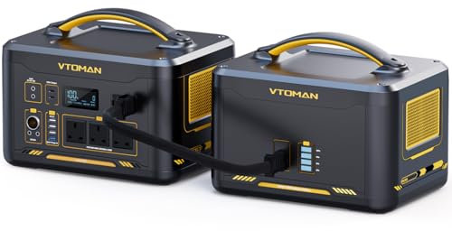 VTOMAN Jump 2200 Portable Power Station with Extra Battery - 2200W/3096Wh Durable LiFePO4 Battery Solar Generator, 2200W Constant-Power, Regulated 12V DC, PD 100W Type-C for Blackout & RV/Van Travel