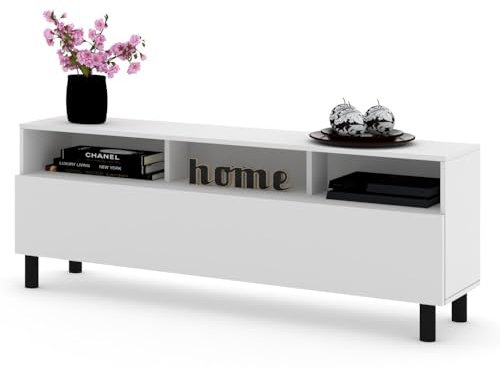 Euro Style TV-Schrank King TV Lowboard Kommode Fernsehschrank Wohzimmer 100/120/140/160cm, Weiß 160
