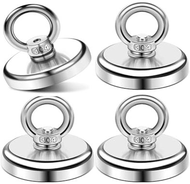 Magnete Stark Groß 65KG, 4 Stück Neodym Magnet Extra Starke 42mm, Magnetfischen, Magnet mit öse, Magneten starker halt für Geeignet Magnet Fischen in Haus, Werkstatt, Wasser