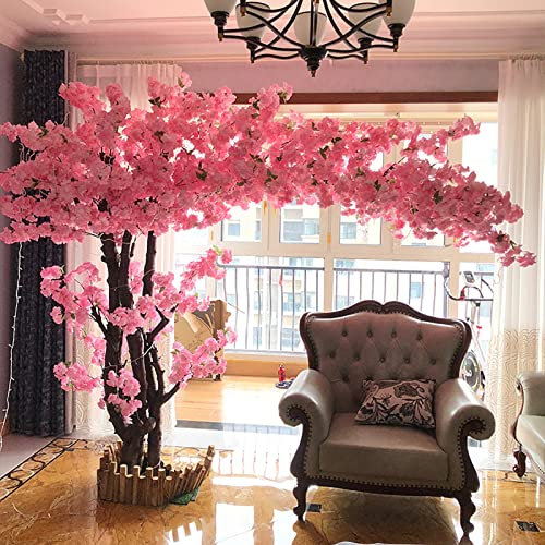 HGJHJJHK Künstliche Kirschblüten-Blumenbäume mit LED-String-Verlängerung für Hochzeit, Party, Zuhause, Raumdekoration, künstliche Pflanze, Rosa, 2,5 x 1,5 m Decoration