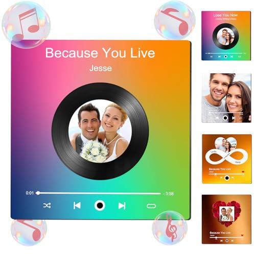 Custom Music Fridge Magnet with Photo Personalised Refrigerator Sticker Customised Christmas Valentine's Day Gift