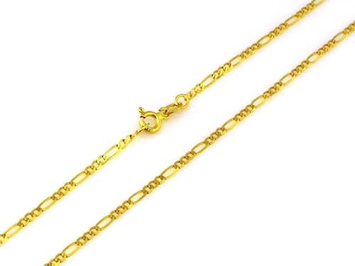 Generisch Sapphir Goldkette Damen Herren Echt Gold 1,5 mm Figarokette diamantiert 585 aus Gelbgold - Kette Gold mit Stempel - Halskette mit Federring 45cm lange - inkl Zwei Luxusgeschenke