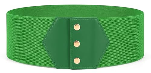 JasGood Damen Korsett Gürtel Breiter Elastischer Band Taiilengürtel Vintage Druckknopf Gürtel Damen Taillen Korsettgürtel für Kleid Halloween Karneval,Grün,70cm