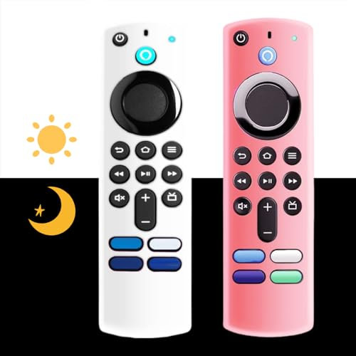 [2 Pack] Remote Cover Case Compatible with 3rd Gen Voice Remote(Glow in the Dark), Anti Slip Silicone Protective Cover with Lanyard