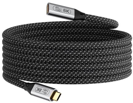 Prolunga USB-C Maschio Femmina 3 M, Ricarica Rapida 140W, Compatibile USB4/Thunderbolt 4 Prolunga, Trasmissione Dati 40Gbps, Video 8K@60Hz,long cavo prolunga usb c Per Smartphone, Tablet, Monitor.
