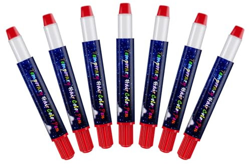 Tinte Pelo Lavable Niños Tiza,Para Niños DIY Fiesta y Cosplay,7 piezas Rojo