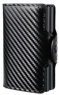 Bosmsaslad Portefeuille Homme, Portefeuille pour Hommes en Cuir Carbone Bloquant RFID avec 10 Emplacements, Porte Carte Bancaire avec Compartiment Billets, Porte Carte Anti Piratage Bancaire Sécurisé