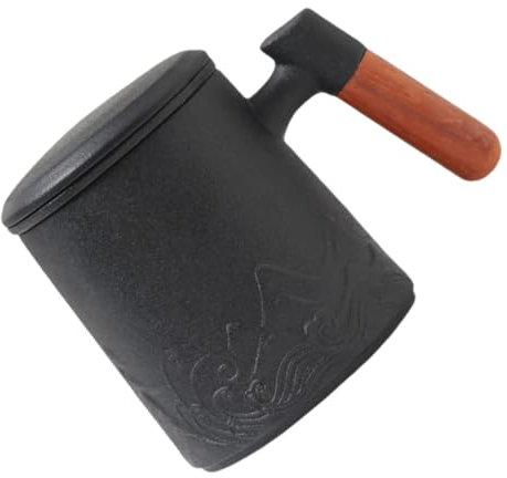 Mikinona Coperchio E Infusore Per Tazza Da Tè in Ceramica Con Manico in Legno Nero Per Uso Quotidiano