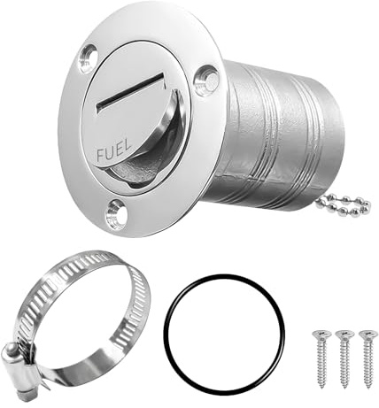 TULIADU Marine Deck Filler 1-1/2 Keyless Fuel Cap - Stainless Steel Boat Gas Cap with Safety Lock & Anti-Loss Chain for Yachts, Sailboats (38mm) for Fuel