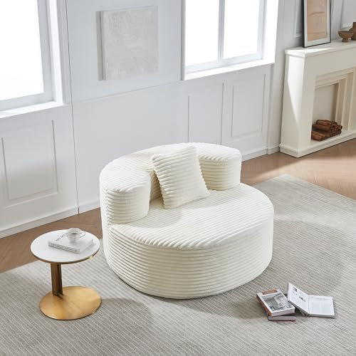 Softa Einzelsofa Cord-Stoff komfortabler dekomprimierbarer Einzelsessel, tragbares kleines Raumsofa für Schlafzimmer, Wohnung, Büro, kleines Haus Beige