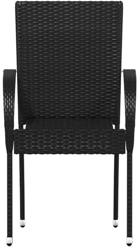 Homgoday Stapelbare Gartenstühle 2 STK. Poly Rattan Schwarz Gartenstühle Model44238