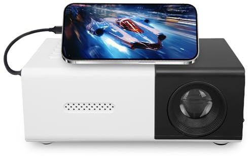 Fockety Projecteur Portable, 1080p Mini Projecteur Video Projecteur avec Haut-Parleur, Interface Multimédia USB HD, Projecteur de Cinéma Home Theatre en Plein Air pour (Prise UE)